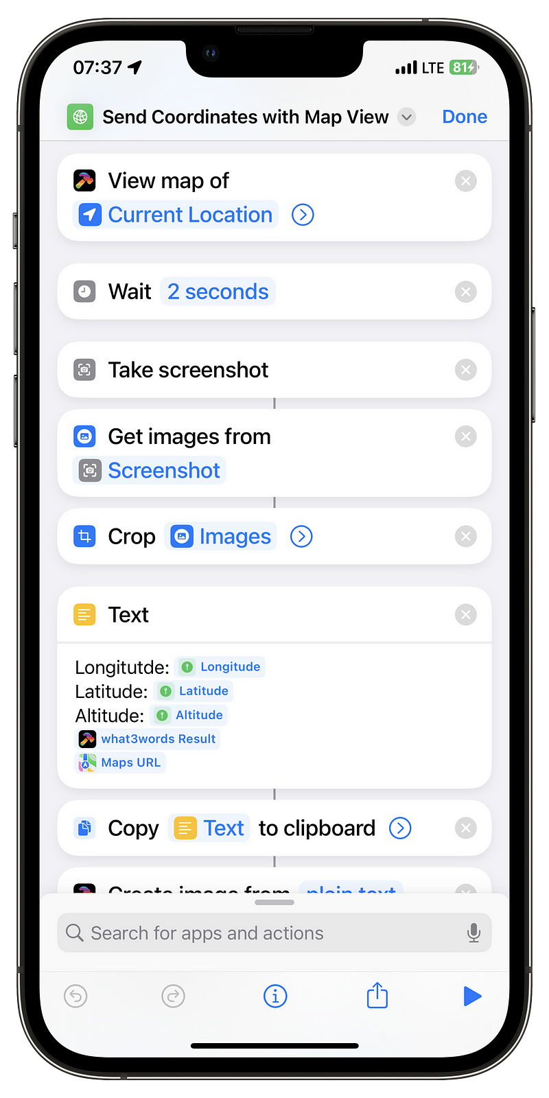 Send Coordinates with Map View Shortcut