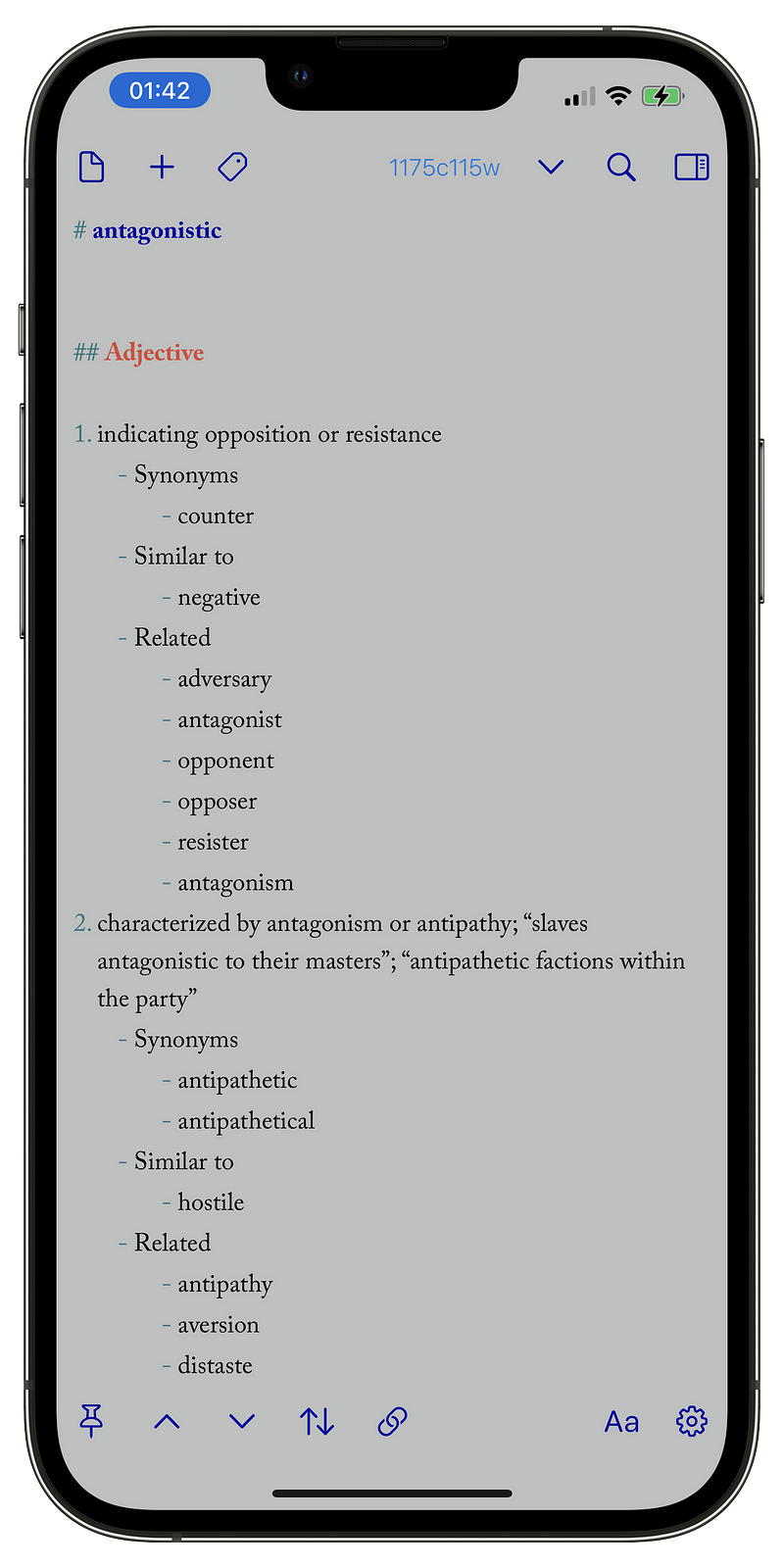 Antagonistic Vocabulary Draft Example