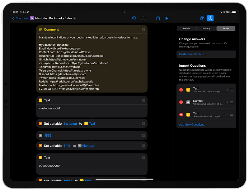 Mastodon Bookmarks Index Shortcut