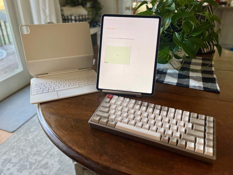 Dirty iPad Pro, Keychron K2, Broken Absurdly Overpriced Professional iPad Keyboarding Apparatus
